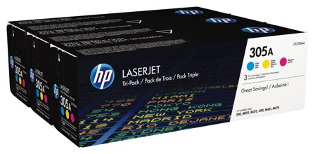 HP 305A cyan/magenta/gul LaserJet-tonerkassett, original, 3-pack, 887111403049