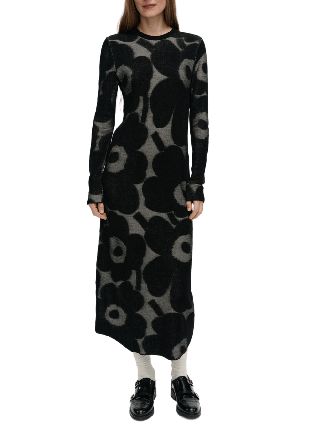 Marimekko Laatia Unikko Knitted Dress Jerseyklänningar Dam Svart XL