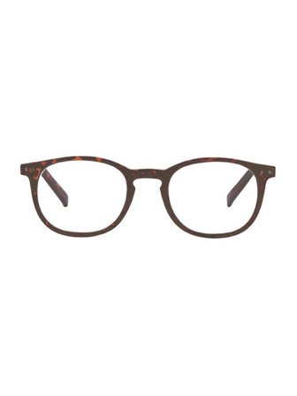BA Optikk Unisex ready reader in color brown. Panto shape with metal details on the front +1.00