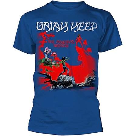 Uriah Heep T-shirt Salisbury Album Cover Band Logo Officiel Herre Sort Blå Blue