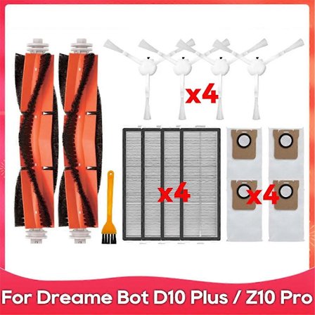 For Bot D10 Plus / RLS3D / Z10 Pro / L10 Plus Rulle Sidebørste Filter Mopp Støvpose Robotstøvsugere A