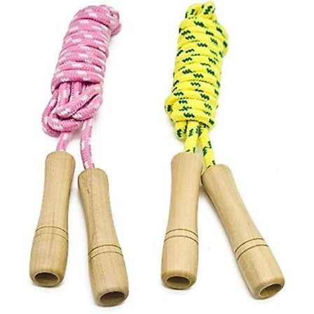 Bomull Hoppetau for Barn - Trehåndtak - Justerbart Bomullsplettet Fitness Hoppetau - Utendørslek, Perfekt Festgave, Treningsaktivitet