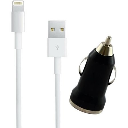 USB-kabel + Bil-laddare - Phonillico - 1M - Kompatibel med iPhone - Svart