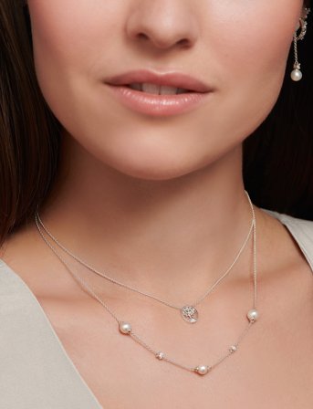 Thomas Sabo Necklace With Pearls And White Stones - Silver - ONE SIZE