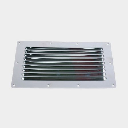 Ventilatierooster, roestvrij staal, 250 mm x 150 mm, zilver