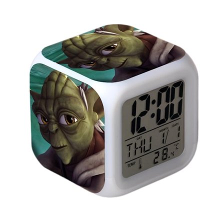 Star Wars -herätyskello Elokuva The Force Awakens LED-herätyskello Neliömäinen kello Digitaalinen herätyskello Ajalla, Lämpötilalla, Hälytyksellä, 