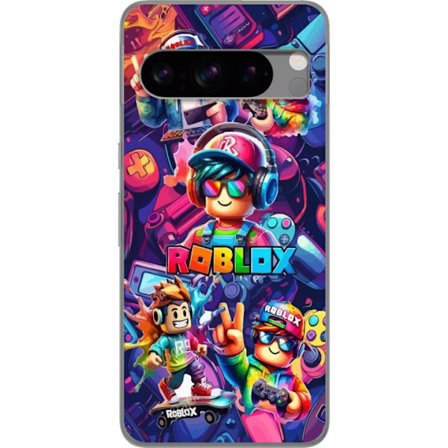 Kompatibel Mobilcover til Google Google Pixel 8 Pro Farverig Roblox gaming gruppe med hovedtelefoner, controllere og neonfarver perfekt til børn og g