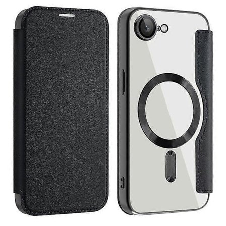 Puhelinkotelo iPhone 16e:lle, yhteensopiva MagSafe PU-nahkaisen puhelinkuoren kanssa