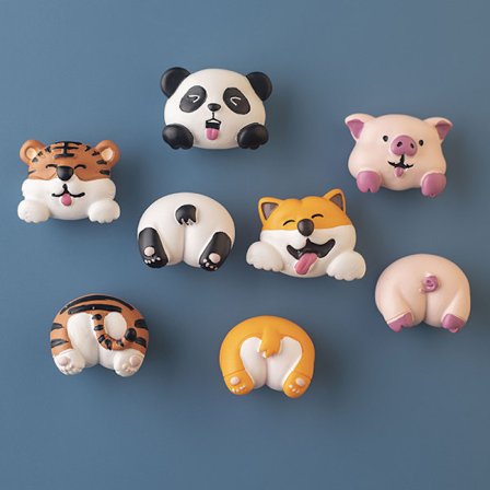 Vaaleanpunainen sika panda Shiba Inu eläinpeppu jääkaapin tarra, söpö sarjakuva