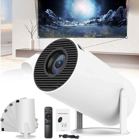 Projektor, Mini Projektor, Understøtter Wifi 5G, BT5.0 Med 11.0 Android OS, Automatisk Keystone Korrektion, 220 Grader, 130 Tommer Skærm