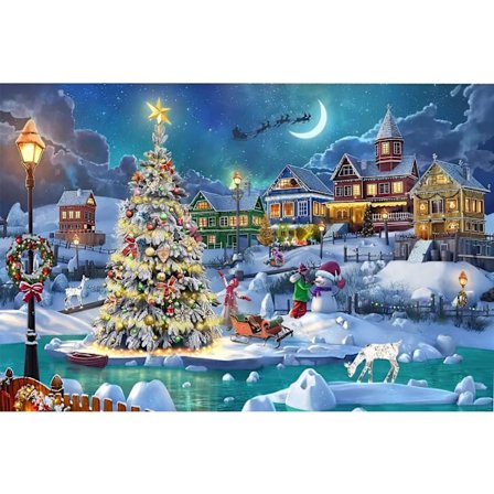 30*40cm Juleaften Diamantmaleri, DIY 5D Diamantmaleri