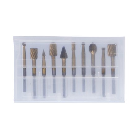 10 stk. roterende fræser skæreværktøj Ti-belagt HSS træbearbejdning udskæringsfræser 1/8in skaft 40mm L