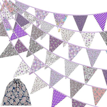 Stof Bunting Banner Vintage Flag Blomster Faner Til Fest Hjem Have Dekoration