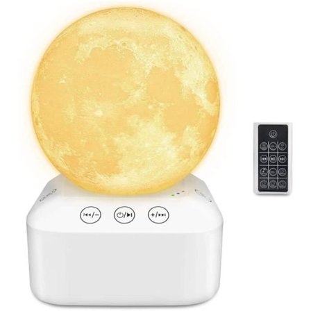 Fullmåne Nattlys - HOSMART - Belysning - Bordlampe med 7 Farger - Musikkboks med 10 Lyder