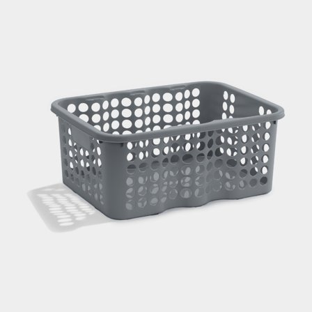 Opbevaringskurv i plast Nordiska Plast Rondo, grå, 385 x 295 x 170 mm, 12 liter