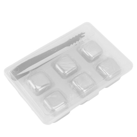 Metal Whisky Isbiter Madkvalitet 304 Rustfrit Stål Sikker Giftfri Meget Brugte Whiskysten til Whiskydrikke 6 Kuber med Istang