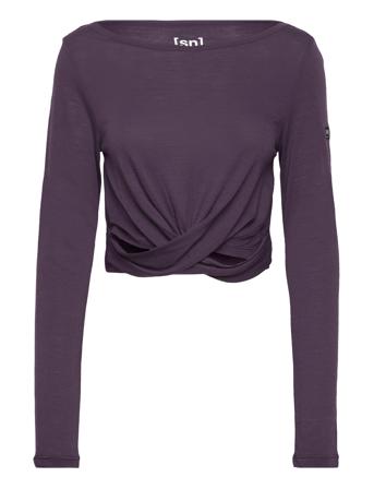 W Wrap Ls Crop Tops Long-sleeved Crop Tops Lilla Super.natural*Betinget Tilbud