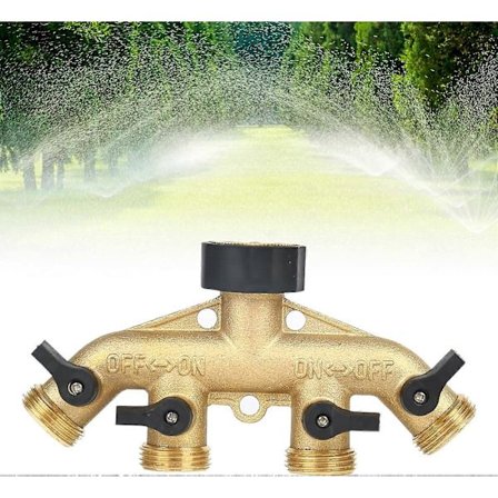 4-vägs Kranfördelare, Trädgårdskranfördelare, Justerbar Låsbar Vattenflödesfördelare, 3/4 (FMY)