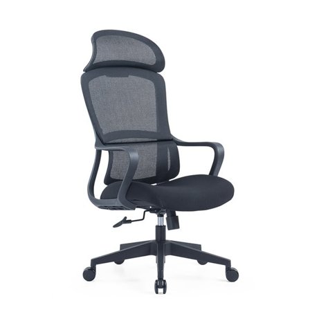 Höj och sänkbar Skrivbordsstol med huvudstöd - Svart