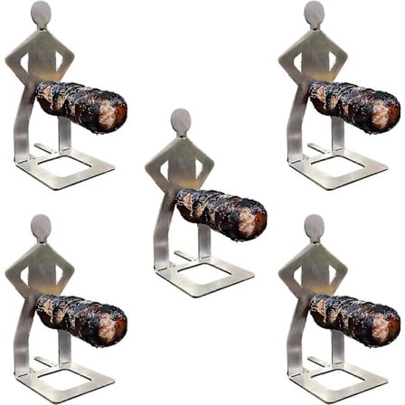 Grillpølseholder i rustfrit stål, 2024 Ny Sjov Metalholder, Genanvendelige Grillgaffel-pølseskinner til Grill, Udendørs Picnic Camping Grilla