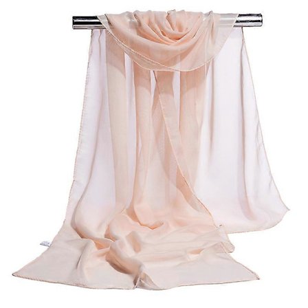 Gjennomsiktig chiffonsjal | Sjal Dame Bryllupskjole - Ensfarget Chiffonsilke Beige 160x50cm