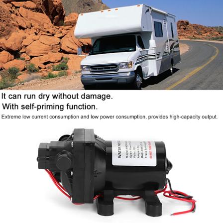 42-sarjan kalvo pumppu 12V DC 3.0GPM 55PSI itsest n syttyv sis isell ohitussuojauksella autoille, asuntoautoille, veneille ja veneille
