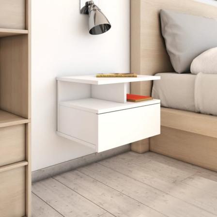 vidaXL Svävande sängbord vit 40x31x27 cm konstruerat trä Vit