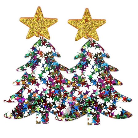 Par af juleøreringe personlige øreringe juletræ øreringe dameøreringe ornamenter (6,8X4,3 cm, som vist på billedet)