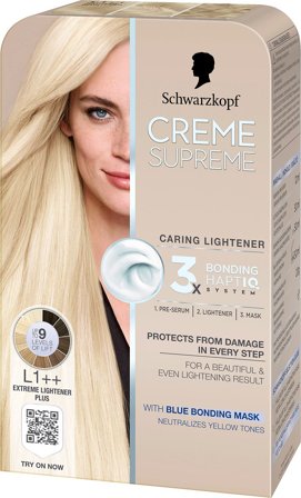 Schwarzkopf Creme Supreme Caring Color Creme L1++ Extreme Lightener Plus, Hår, Hårfarve, Permanent Hårfarve