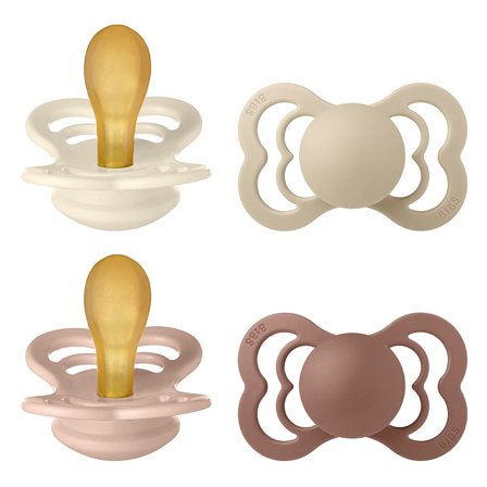 BIBS Supreme Latex Sutter - 4-pak Ivory/Vanilla/Blush/Woodchuck Str. 2, Børn & Forældre, Sutter, Latexsutter