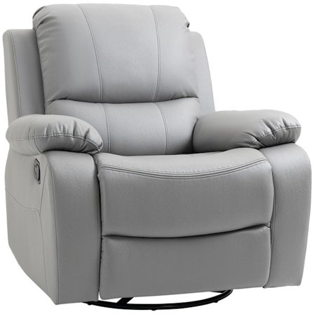 Rentoutustuoli 135° Kallistettava, Pyörivä Tv-Tuoli Jalkatuella, Polyesteri, Harmaa, 150 Kg Asti, 72X71X60Cm
