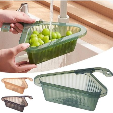Køkkentilbehør Trekantet Opvaskestativ Rest Si Vask Svan Afløbskurv Frugt og Grøntsag Afløbskurv Vask Si 1 Stykke (Grøn)