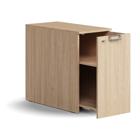 Seitenschrank QBUS rechts, abschließbar, 740x400x800 mm, Eiche