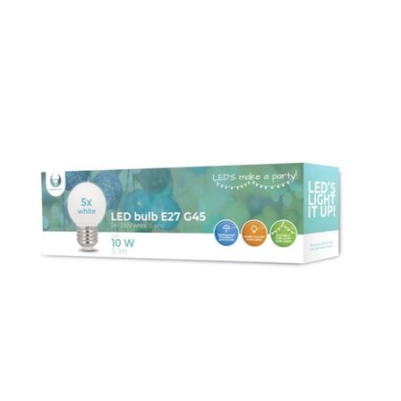 LED-lamppu E27 G45 2W 230v neutraali valkoinen 5kpl