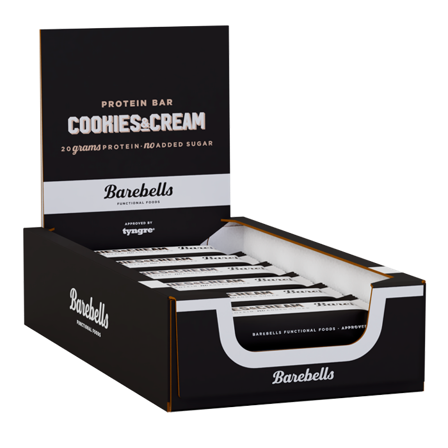 Proteinbars 12 x Barebells Proteinbar 55 g, Cookies & Cream - Bodyman.dk