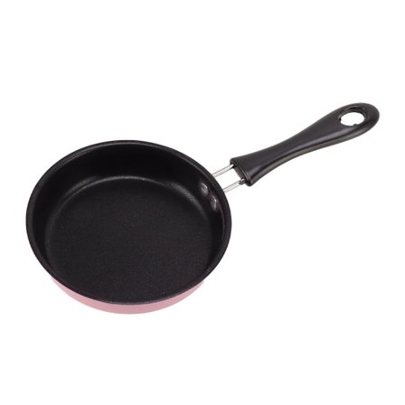 Mini Stekepanne Rustfritt Stål Forhindre Klebing Induksjonsgryte Rund Frokost Liten Stekeeggpanne med Langt Håndtak 12cm Rosa