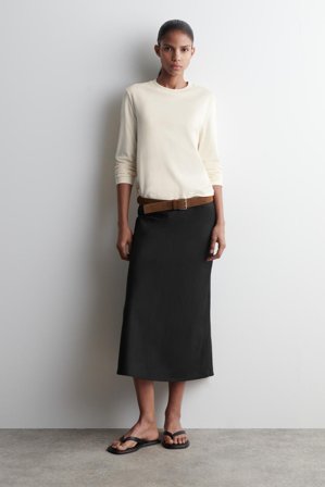 COS Women's Clean Cut Regular Long Sleeve T-Shirt in Beige