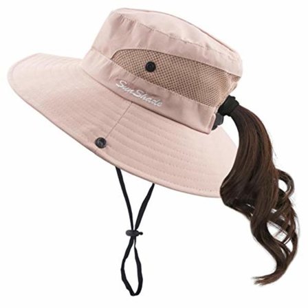 Dame Hestehale Solhatt UV-beskyttelse Foldbar Mesh Bred Bremskjerm Strand Fiskehatt