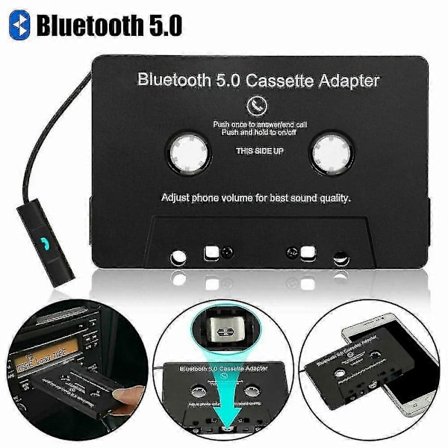 Bluetooth-kassettmottaker for bil, kassettspiller, Bluetooth 50 kassett-aux-adapter