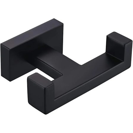 Dubbel handdukskrok matt svart, vinkel enkel rostfritt stål badrum handdukshållare