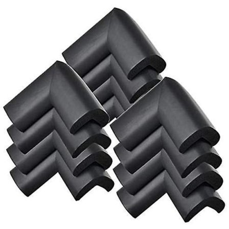 12 Pcs Corner Cushion Thickened Foam Soft Anti- Collision Cover Table Protector Desk Cover Black
