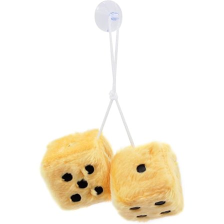 (Gul)Päls Tärning att Hänga för Bil Inredning Dekoration, Inredning Vägg, Kylskåp Yta, Flera Färger att Välja Mellan Polka Dot Mönster