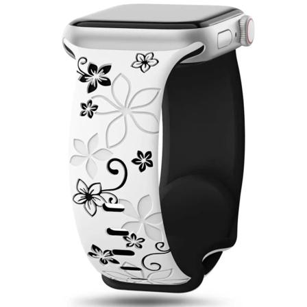 Graverad rem för Apple Watch Band 40mm 44mm 41mm 49mm 45mm 38mm 42mm silikonarmband För iwatch series 9 7 se 6 5 4 8 ultra white black 38mm 40mm 41mm