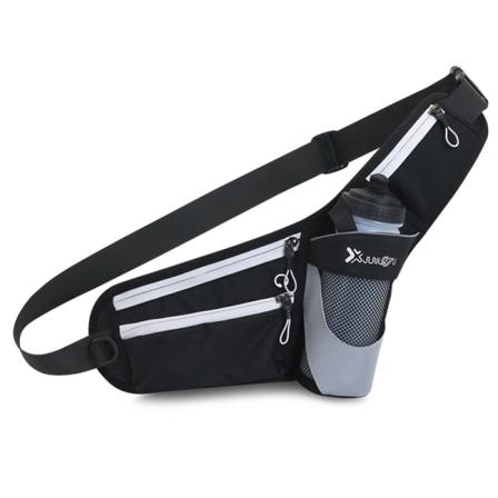 Utendørs Sports Vannflaske Midjeveske Løping Vanntett Mote Dame Belteveske Reflekterende Holdbar Fanny Pack Menn Traval Crossbody Bag Svart