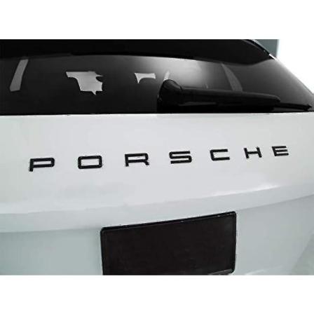 Glanssort Porsche-bogstaver bagklapsemblem til 911 Carrera Cayenne Turbo Gt3