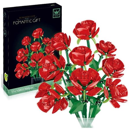 Byggeklosser Rose Samlet Bukett Ornamenter Valentinsdag Bursdag for Kjæreste Modell Leker