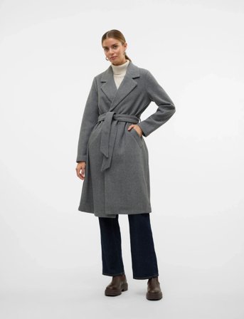 Vero Moda Vmfortuneaya Long Coat Ga Noos - Grey - M