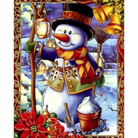 5d juldiamantmålningssats för vuxna och barn DIY snöskottning snögubbe full diamantkonst 12*16 tum