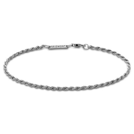 Argentia | 925s | Bracelet à chaîne en argent sterling plaqué rhodium de 2 mm pour hommes - Bracelets en acier - pour Hommes - Seizmont