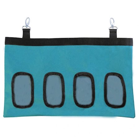 4-håls kanin höhäck väska, kanin hömatare, marsvin hömatare, hängande kanin höpåse, 600D Oxford tyg marsvin höpåse